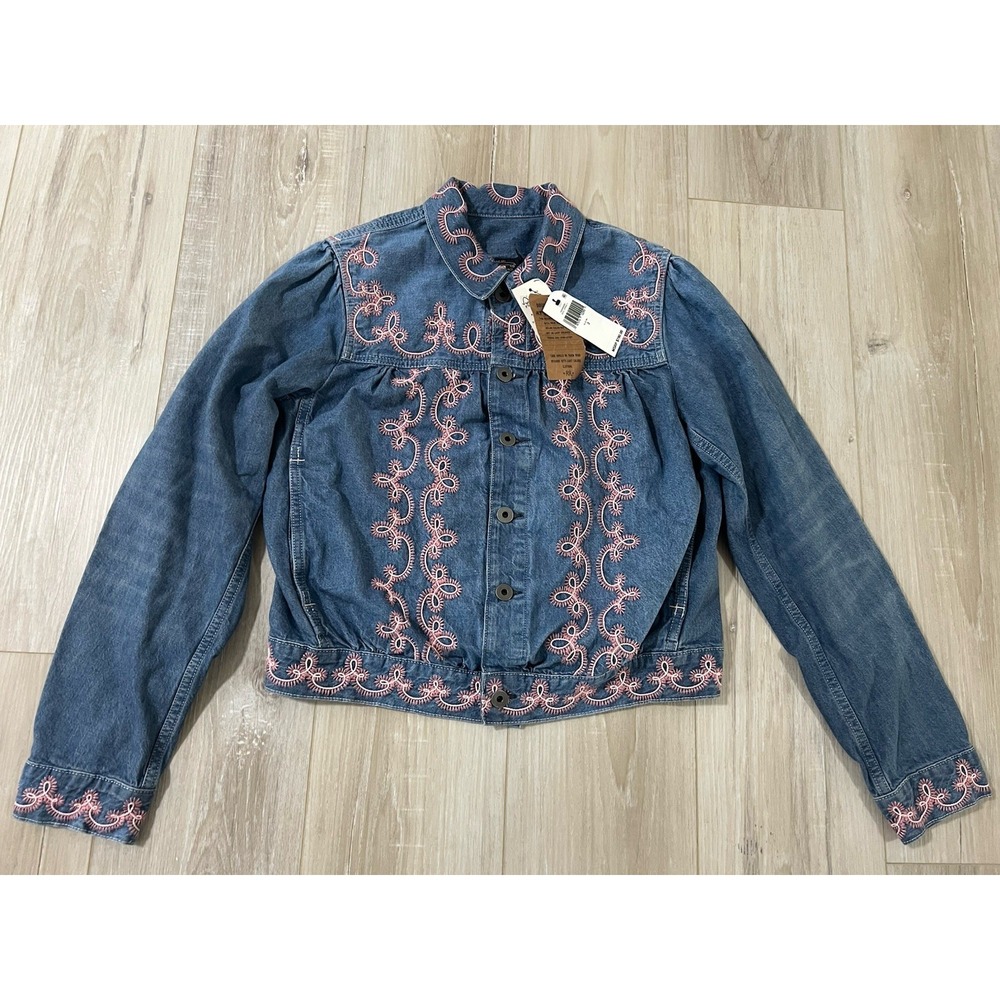 RRL Martin Flora Embroidered Denim Shirt Women Size 3 - Picture 3 of 9